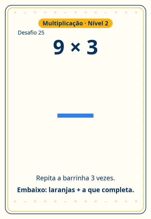 Card de multiplicação: 9 vezes 3